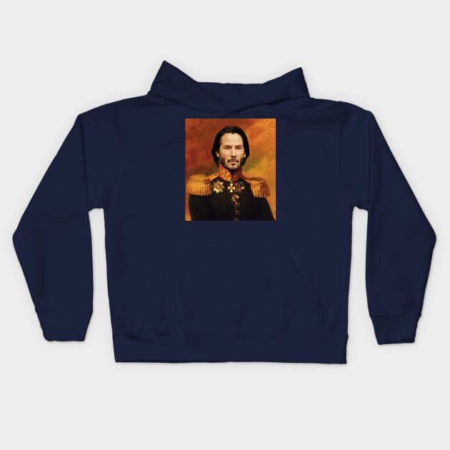 Keanu Reeves Old Portrait Painting Kids Hoodie by UselessRob